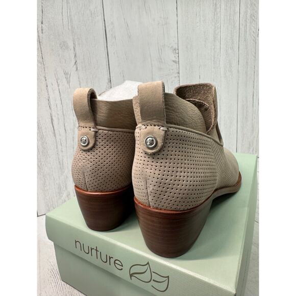 Nurture NEW Ankle Leather Mesh Booties Carnes Gris Taupe Sz 7.5 in Box Side Zip - Picture 5 of 12